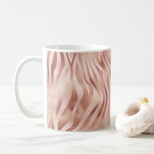 Mug Animal Zèbre Rayures Rose Clair Doré Bronze