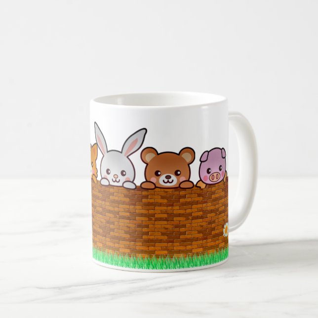 Mug Animaux curieux qui jouent dans le jardin (Devant droit)