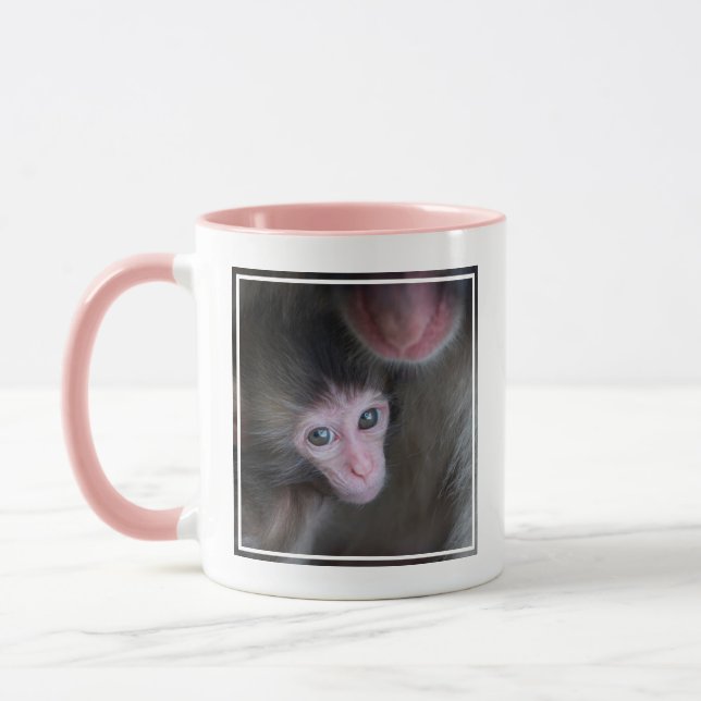 Mug Animaux de bébés cutest | Bébé Macaque singe et mè (Gauche)