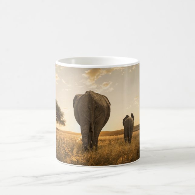 Mug Animaux de bébés cutest | Eléphant veau et mère (Centre)