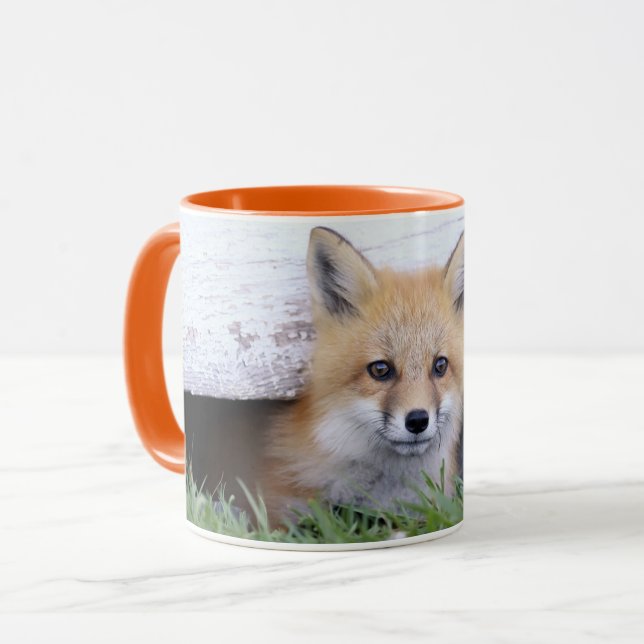 Mug Animaux de bébés cutest | Red Fox Kit Peeking (Devant gauche)