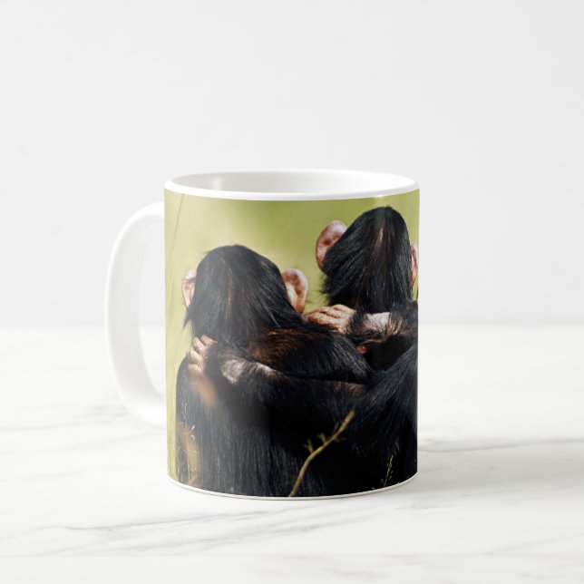 Mug Animaux de bébés cutest | Trois chimpanzés en trai (Devant gauche)