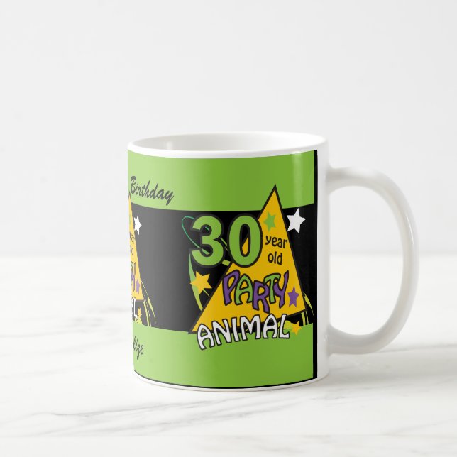 Mug Animaux de fête âgés de 30 ans - 30e anniversaire (Droite)
