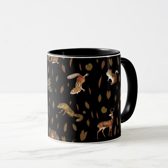 Mug Animaux de forêt automnale Feuilles d'automne (Devant droit)