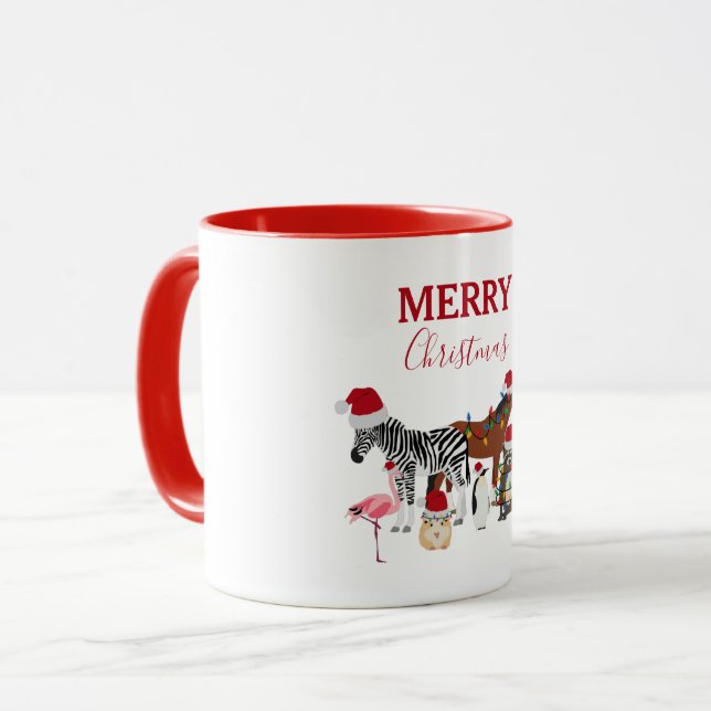 Mug Animaux de Noël mignons et amusants Chapeaux de No (Devant gauche)