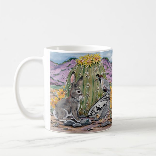 Mug Animaux du sud-ouest du désert Faune Lapin Cactus  (Gauche)