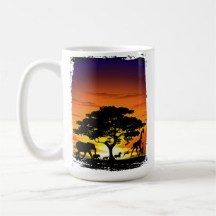 Mug Animaux sauvages sur le coucher de soleil de la sa