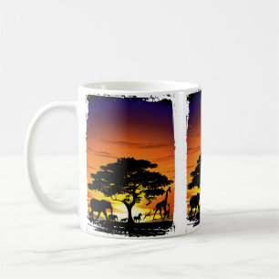 Mug Animaux sauvages sur le coucher de soleil de la sa