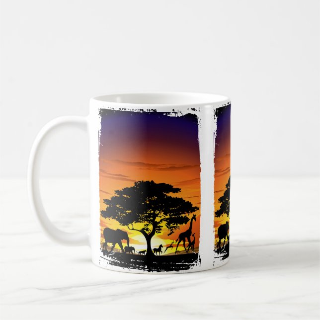 Mug Animaux sauvages sur le coucher de soleil de la sa (Gauche)