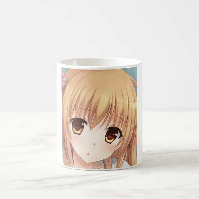 Mug Anime aux cheveux dorés ambre yeux surpris (Centre)