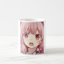 Mug Anime aux cheveux roses yeux de prune fille effray