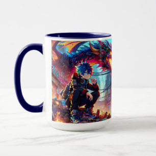Mug Anime Boy et Dragon dans un monde dystopique