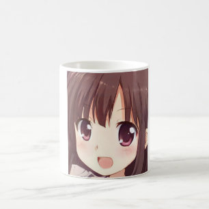Mug Anime brune fille aux cheveux avec les yeux de pru