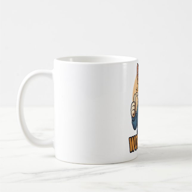 Mug Anime Cat - WORK HARD Motivational Japanese style (Gauche)