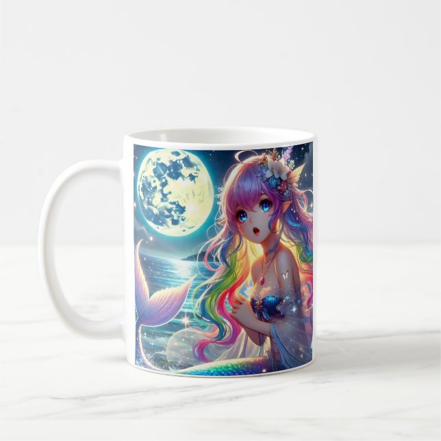Mug Anime Girl chanter Moonlight Pixie Rainbow Mermaid (Gauche)