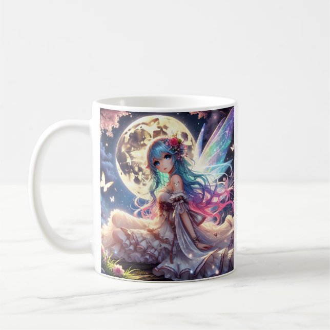Mug Anime Girl Moon Fairy Princesse dans le jardin (Gauche)