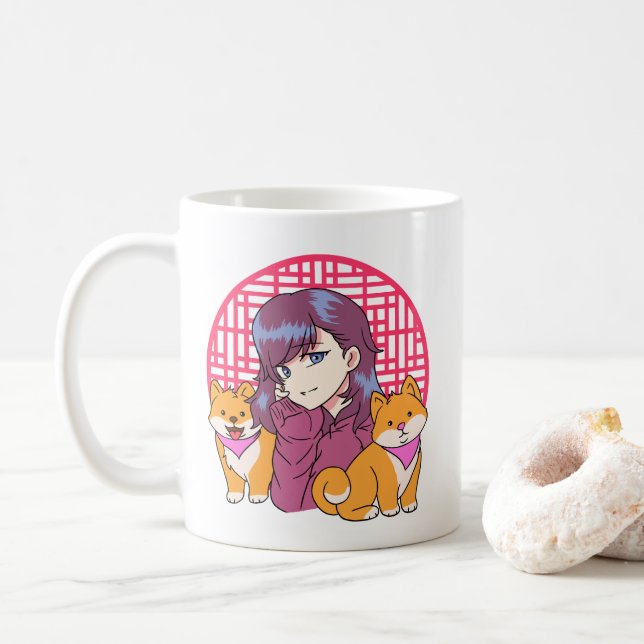 Mug Anime Girl with Dogs (Avec donut)