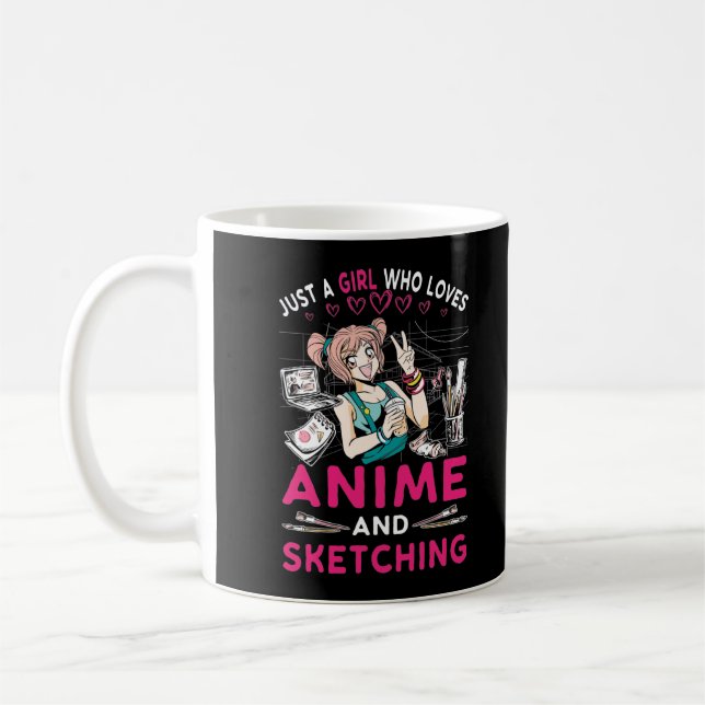 Mug Anime Sketching Girl Otaku Ado Japonais Comic Fan (Gauche)