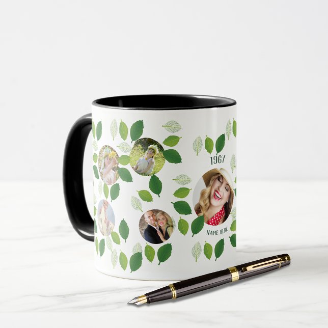 Mug Année de naissance Family Tree PHOTO Collage Anniv (Créateur téléchargé)