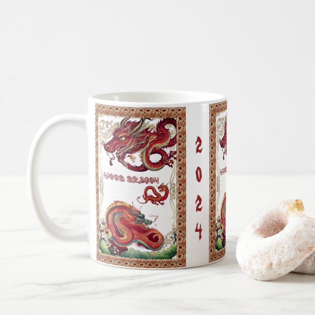 Mug Année du bois du dragon Personnaliser (Avec donut)