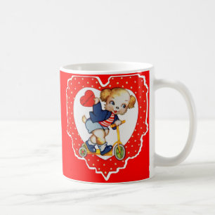 Mug Années 1930 Valentine chiot chien équitation scoot