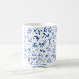 Mug anniversaire 20 ans bleu plage personnalisé dessin
