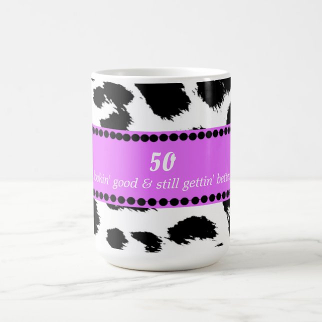 Mug Anniversaire 50 ans Imprimé fourrure léopard (Centre)