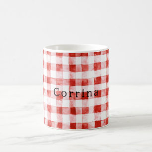 Mug Anniversaire à rayures rouge blanc à carreaux