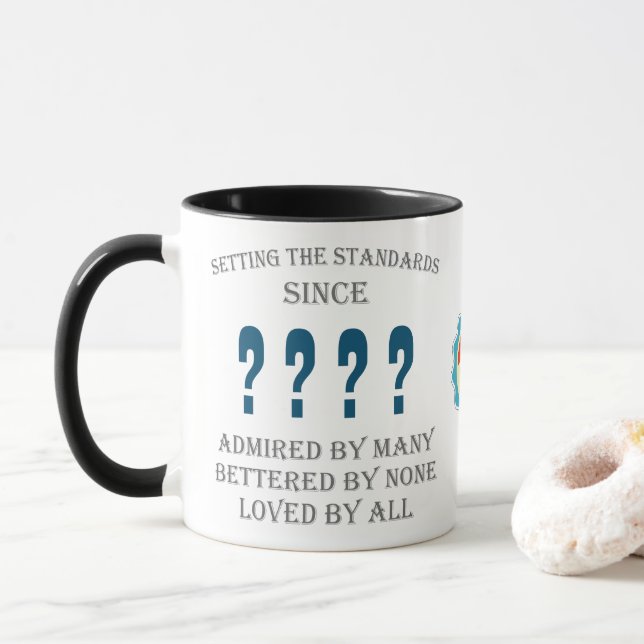 Mug Anniversaire Ajouter Année Nom Date Amour Papa Fam (Avec donut)