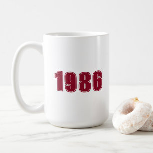 Mug Anniversaire Année, personnage burgundy typographi
