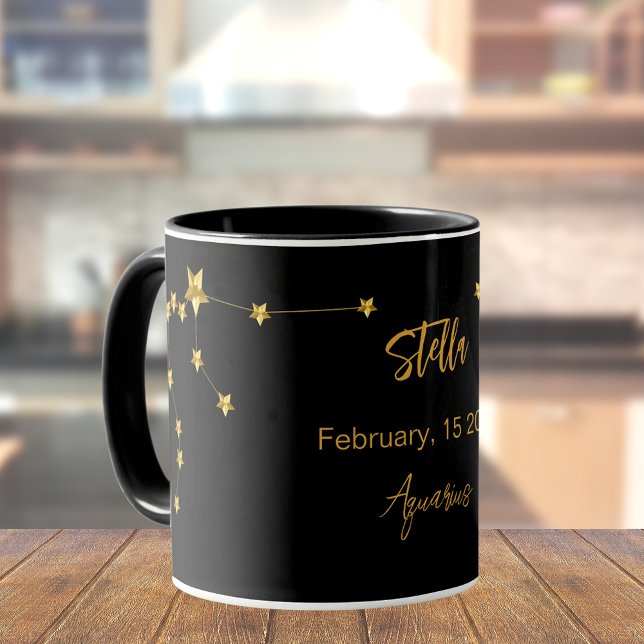 Mug Anniversaire de la constellation d'étoiles Aquariu (Créateur téléchargé)