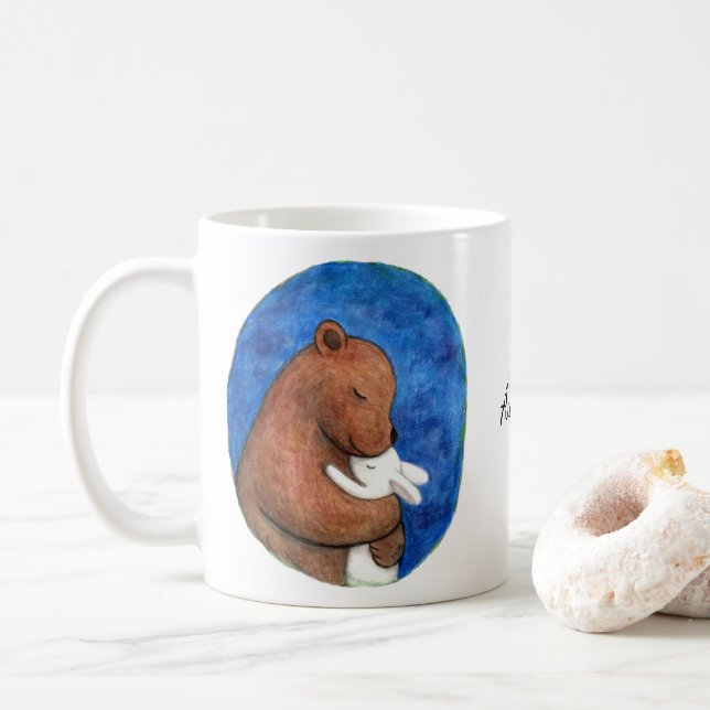 Mug Anniversaire de l'ours et du lapin de l'étreinte N (Avec donut)