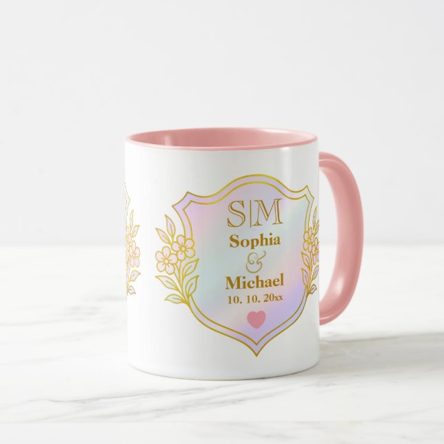 Mug Anniversaire de mariage avec monogramme à initiale (Devant droit)