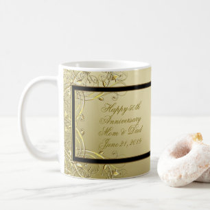 Mug Anniversaire de mariage de noir cinquantième d'or