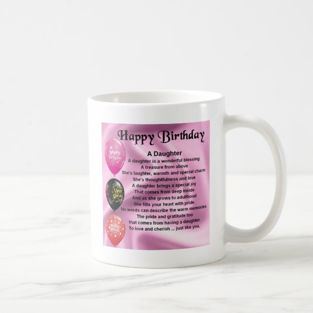 Mug anniversaire de poème de fille joyeux (Droite)