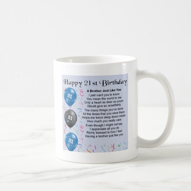 Mug Anniversaire de poème de frère 21ème (Droite)