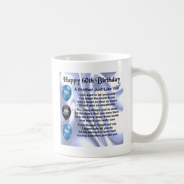 Mug Anniversaire de poème de frère soixantième (Droite)