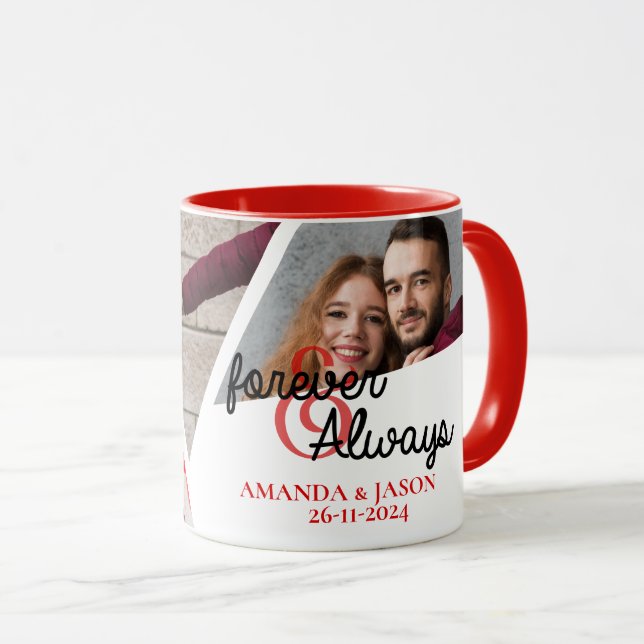 Mug Anniversaire du collage photo Forever & Always Mul (Devant droit)