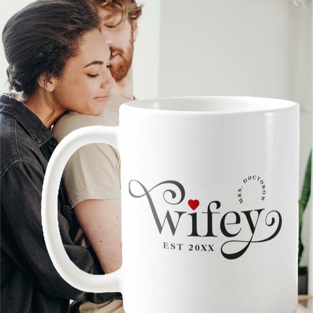 Mug Anniversaire du Mariage Wifey Elegant Typography (Créateur téléchargé)