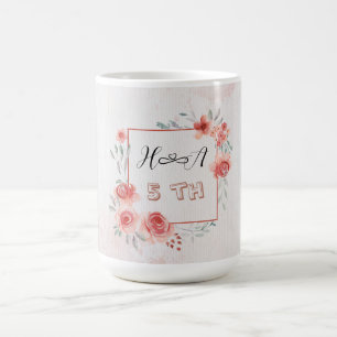 Mug Anniversaire Floral de Printemps   Mariage Élégant