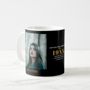 Mug Anniversaire Modèle photo Elegant Chic Gold Noir