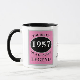 Mug Anniversaire Monogramme Ajouter Année Et Nom Rose 