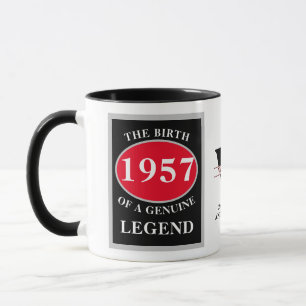Mug Anniversaire Monogramme Ajouter Année Et Nom Rouge