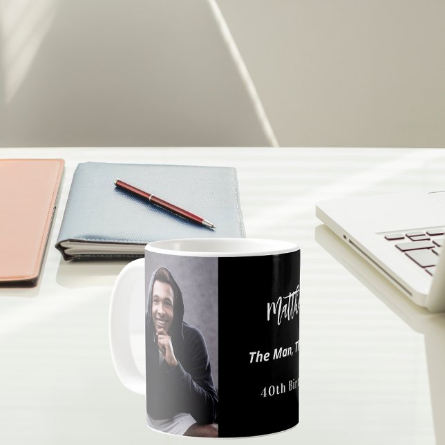 Mug Anniversaire noir blanc photo homme mythe légende (Créateur téléchargé)