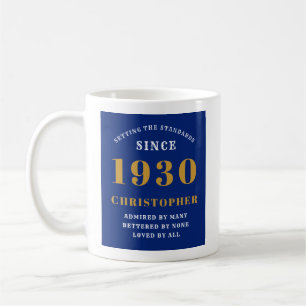 Mug Anniversaire personnalisé 1930 Elégant Blue Gold N