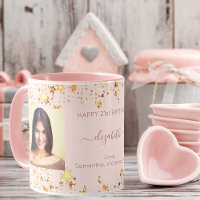 Anniversaire personnalisé photo rose or amis luxe