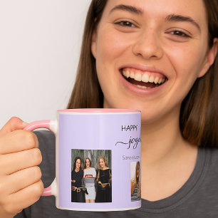 Mug Anniversaire photo meilleurs amis noms violet lava