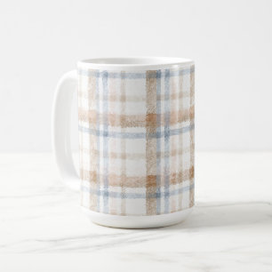 Mug Anniversaire Rayures Marron Crème Bleu Tan