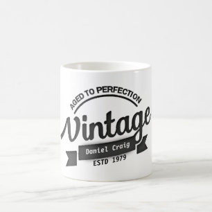 Mug anniversaire vintage personnalisé vieilli à perfec