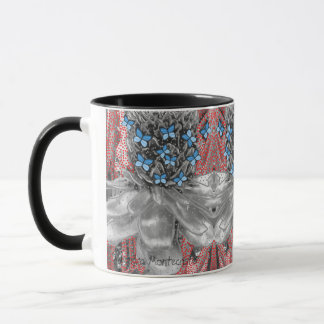 Mug Antes rouges ananas et papillons bleus Signature
